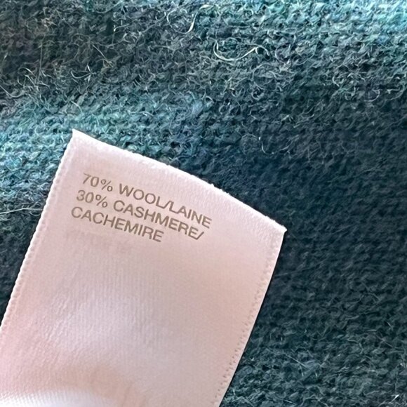 Zella Blue/Turquoise Cashmere Wool Blend Long Sleeve Turtleneck Sweater - Picture 6 of 7